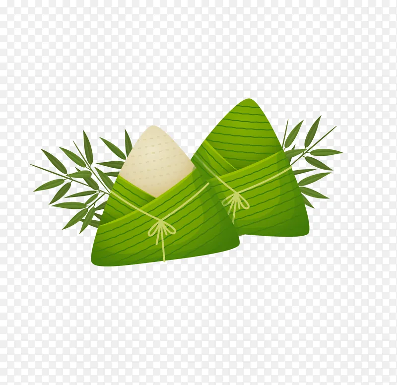 翠绿的粽叶与米粽