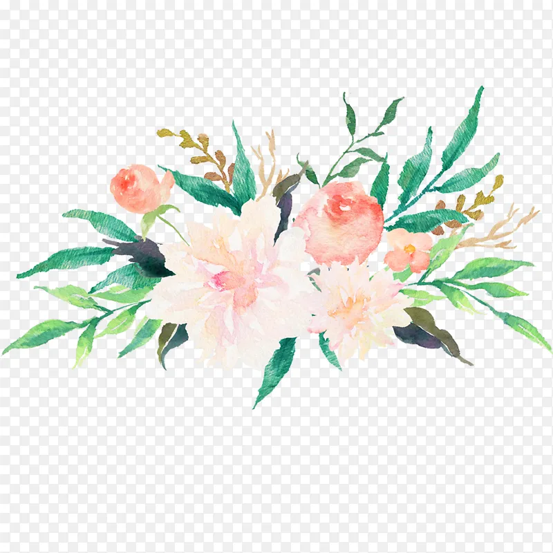 粉红色花朵手绘彩色水彩花朵矢量