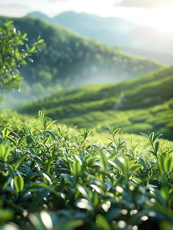雨后龙井茶园茶山