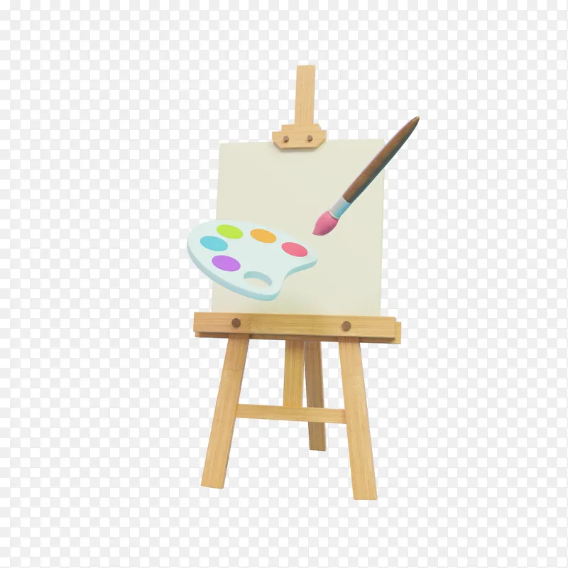 3D实木质素描写生画画板画架画笔颜料素材