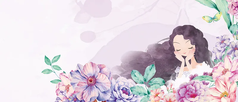 三八妇女节文艺手绘banner