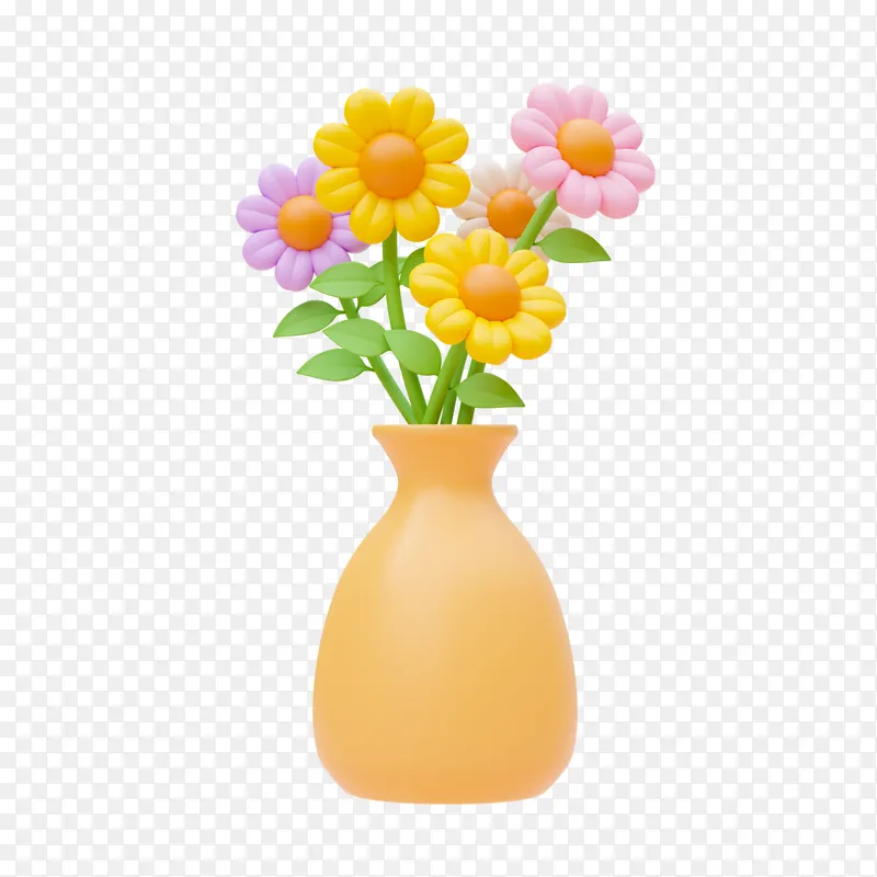 3D立体卡通花瓶花朵盆栽