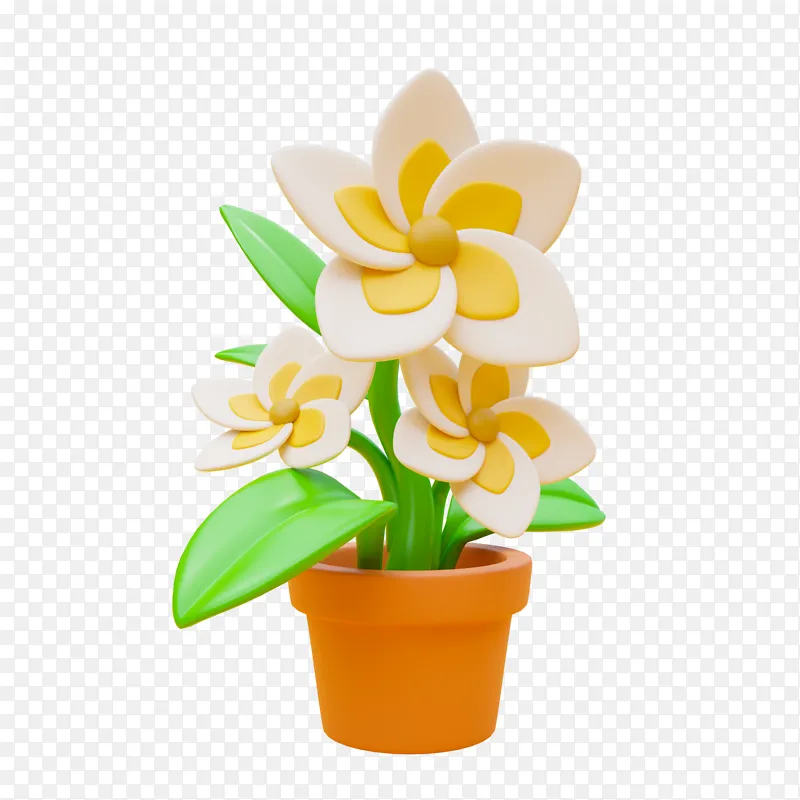 卡通花盆3D元素模型