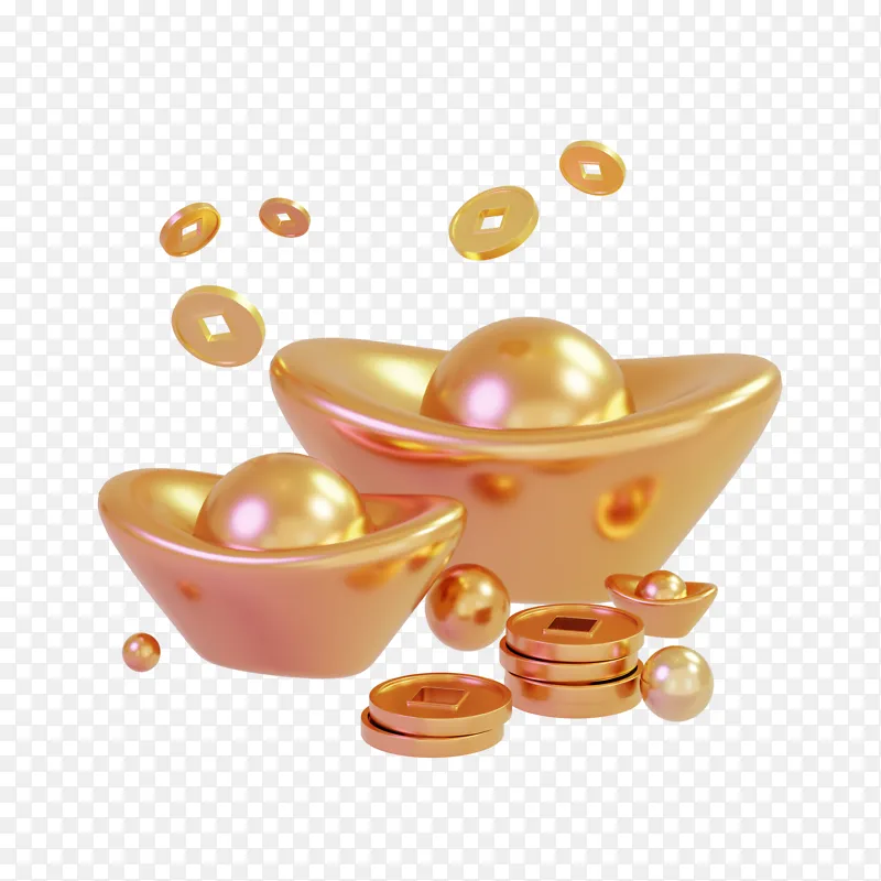 立体金元宝铜币金币3D模型