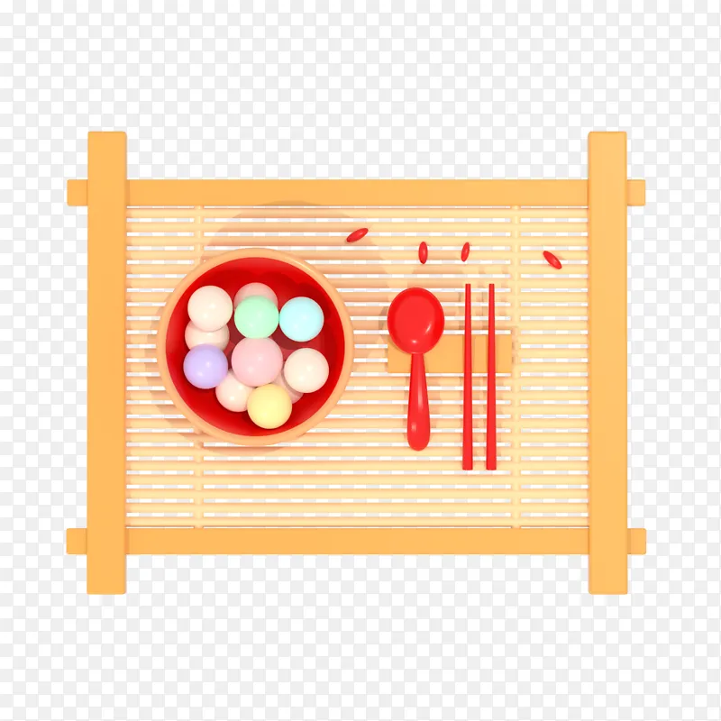 冬至枸杞汤圆节庆节气3d立体食物五彩元宵