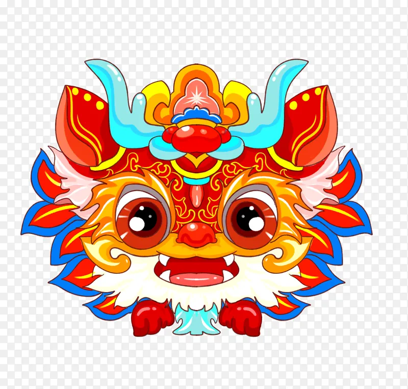 新年红色龙头卡通形象