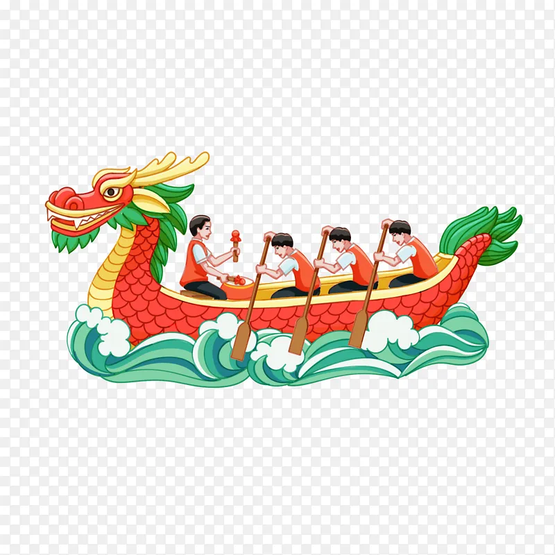 端午节赛龙舟划龙舟浪花元素