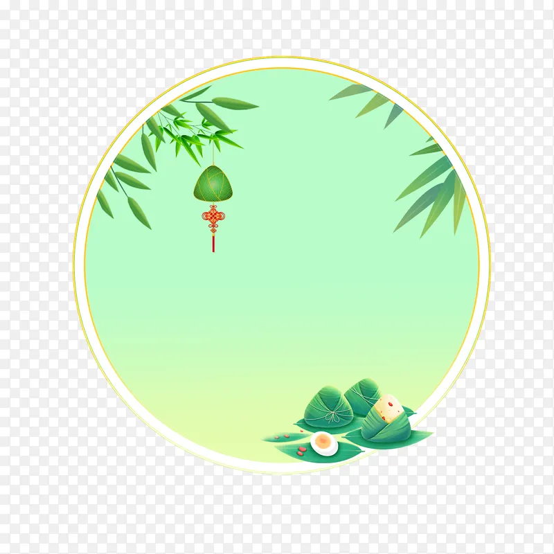 端午竹叶粽子圆形边框