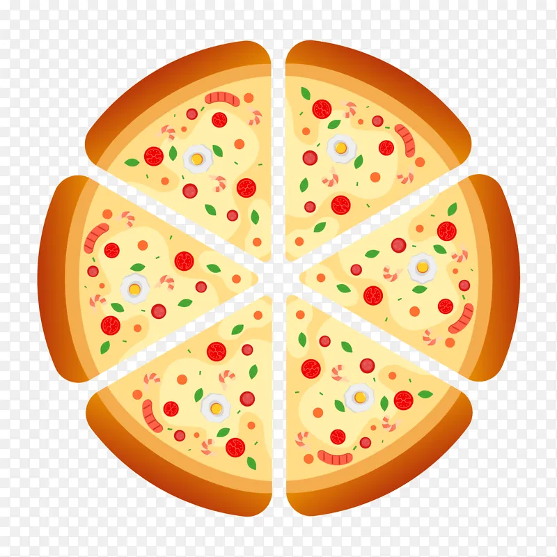 有食欲的圆形披萨矢量插画