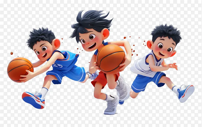 一群小男孩打篮球