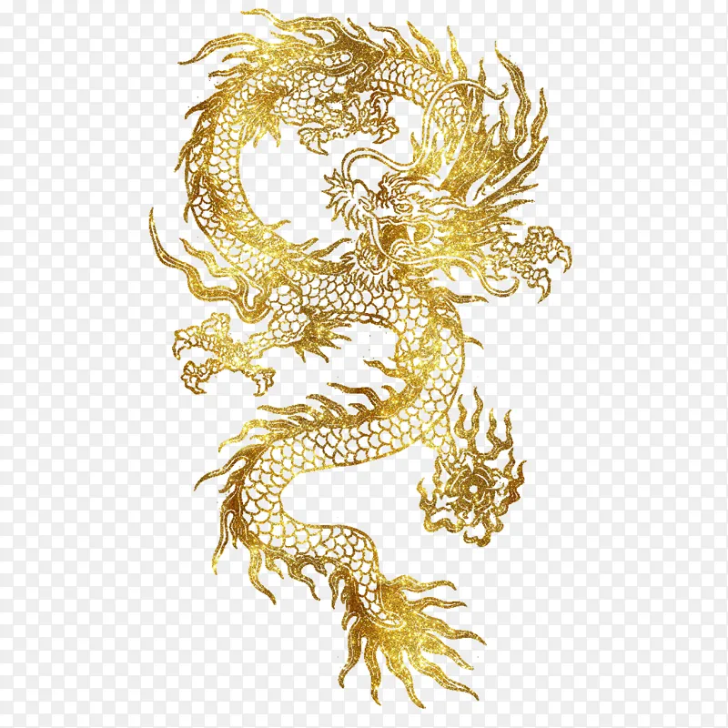 中国传统神话金色龙免抠图