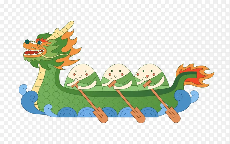 端午节划龙舟元素