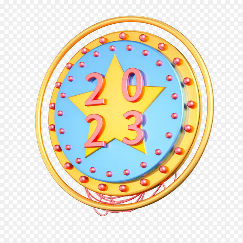 蓝色金属机械创意数字2023春节元素