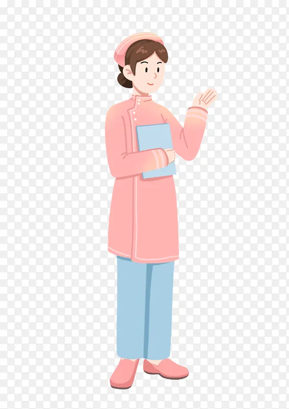 扁平护士卡通人物劳动节元素