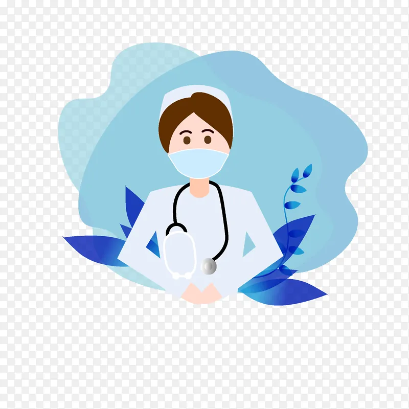 简约扁平护士卡通人物手绘