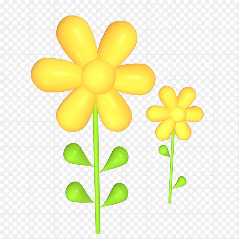 绿色小清新3D花束植物装饰