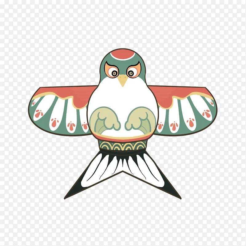 绿色手绘卡通纸鸢