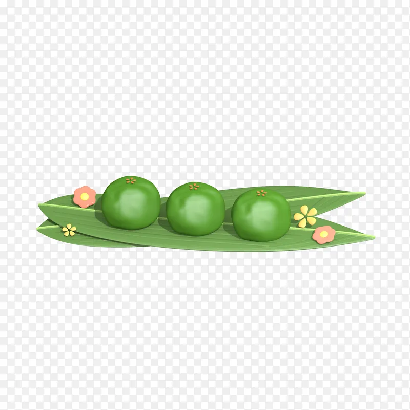 小清新3D艾草青团传统美食物小吃糯米团