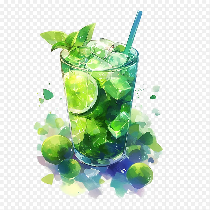 绿色青柠薄荷水