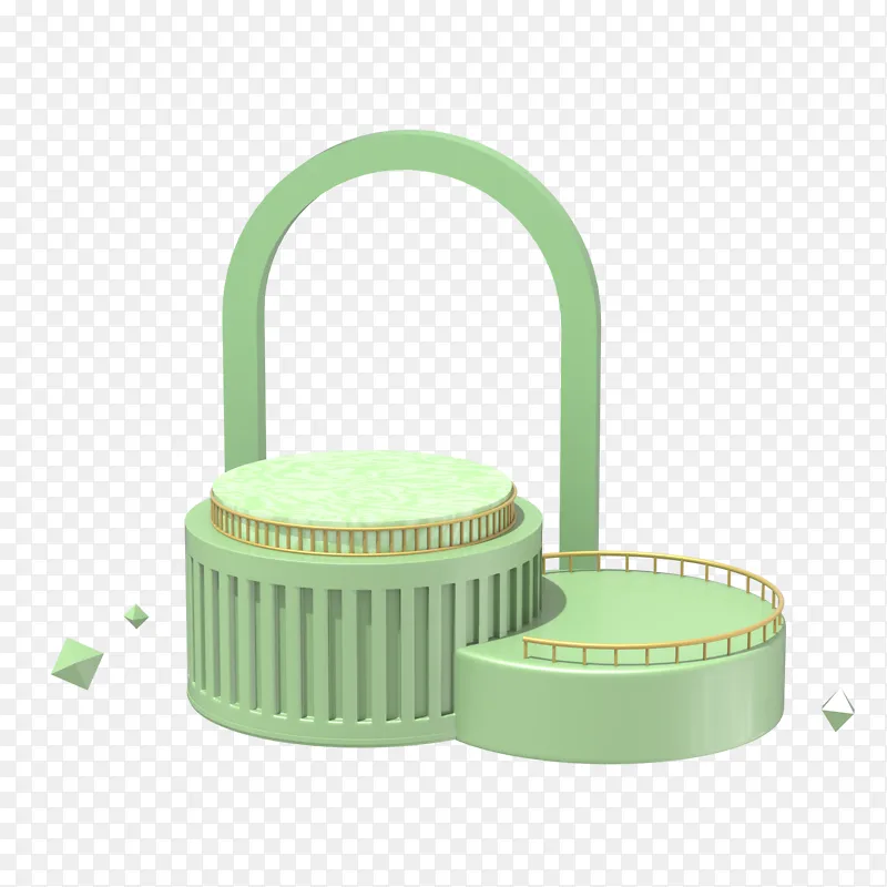 绿色小清新C4D产品展台简约大气