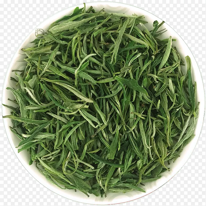 一盘清香的黄山毛峰茶叶