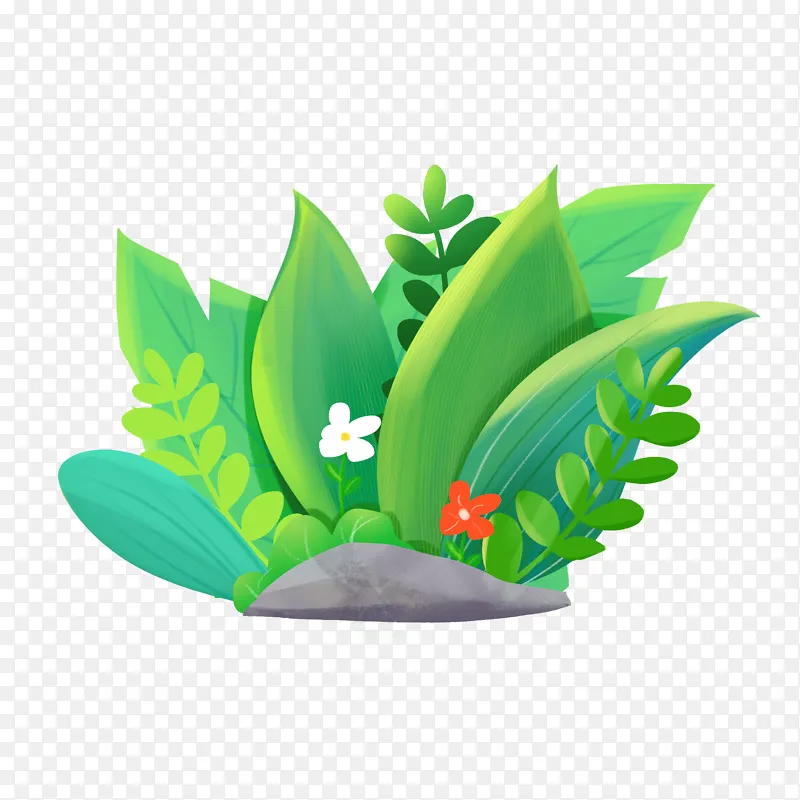 手绘卡通绿色植物叶子花素材