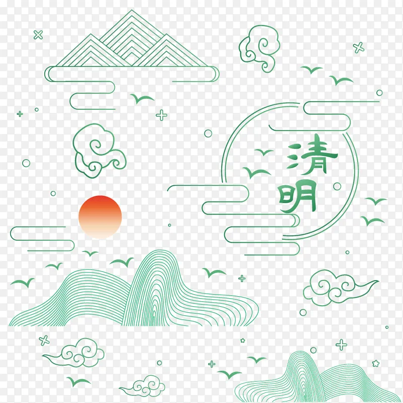 手绘简约线条清明节