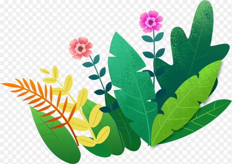 手绘花草装饰元素