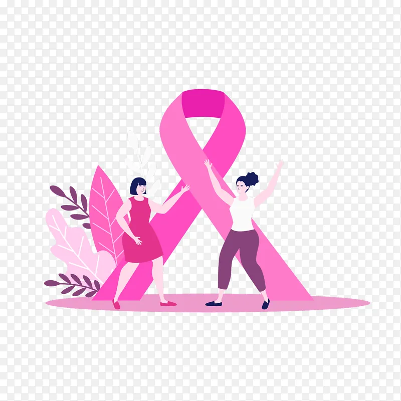 手绘关爱女性癌症粉丝带