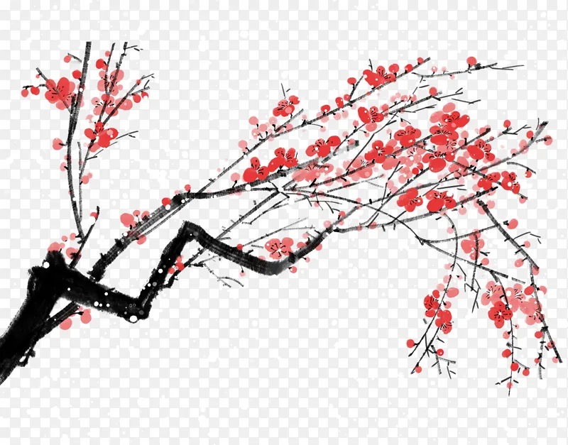 一枝开满红花的花枝PNG图片素材下载_图片编号qynngppdgy-免抠素材网