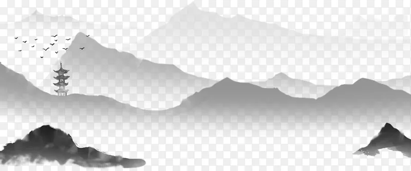水墨山水中国风插画素材PNG图片素材下载_图片编号qnpyeljlpd-免抠素材网