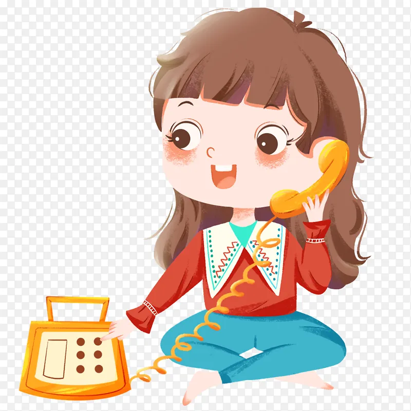 手绘卡通正在打电话的女孩PNG图片素材下载_图片编号lkzzveqxgk-免抠素材网