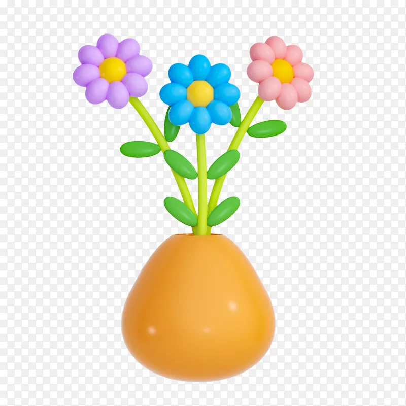 3D元素之卡通盆栽花朵元素PNG图片素材下载_图片编号wygjdrwekq-免抠素材网