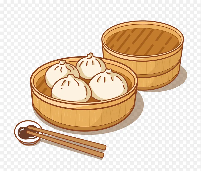 矢量插画一蒸笼包子蘸料PNG图片素材下载_图片编号bkjebgnqzd-免抠素材网