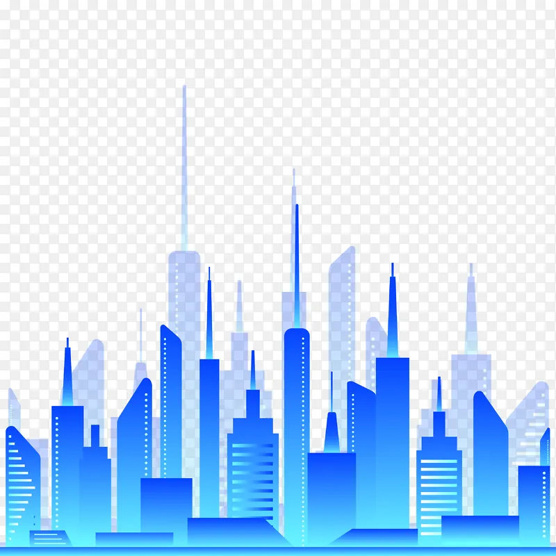 蓝色渐变科技城市剪影元素PNG图片素材下载_图片编号gyxnjwkjqy-免抠素材网