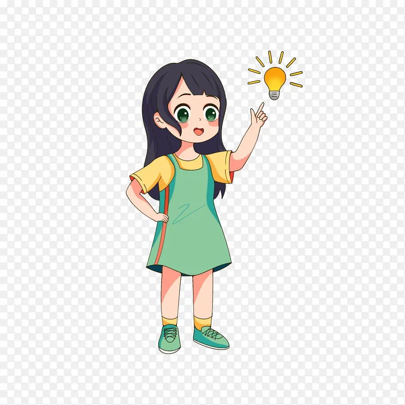 手绘儿童小女孩想法灵感PNG图片素材下载_图片编号jnkvjzewmd-免抠素材网