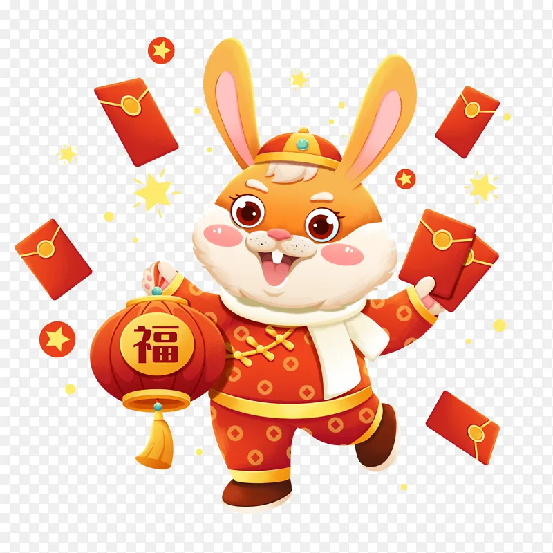 卡通兔子贺新春福字灯笼红包喜庆图PNG图片素材下载_图片编号gmrlojnnyx-免抠素材网