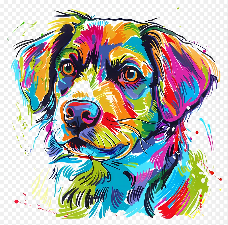 彩色流行艺术狗插画PNG图片素材下载_图片编号vzapakrvbd-免抠素材网