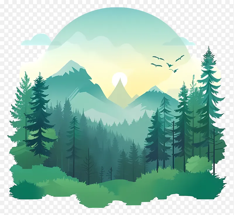 山林风景插画PNG图片素材下载_图片编号grnmyykopa-免抠素材网