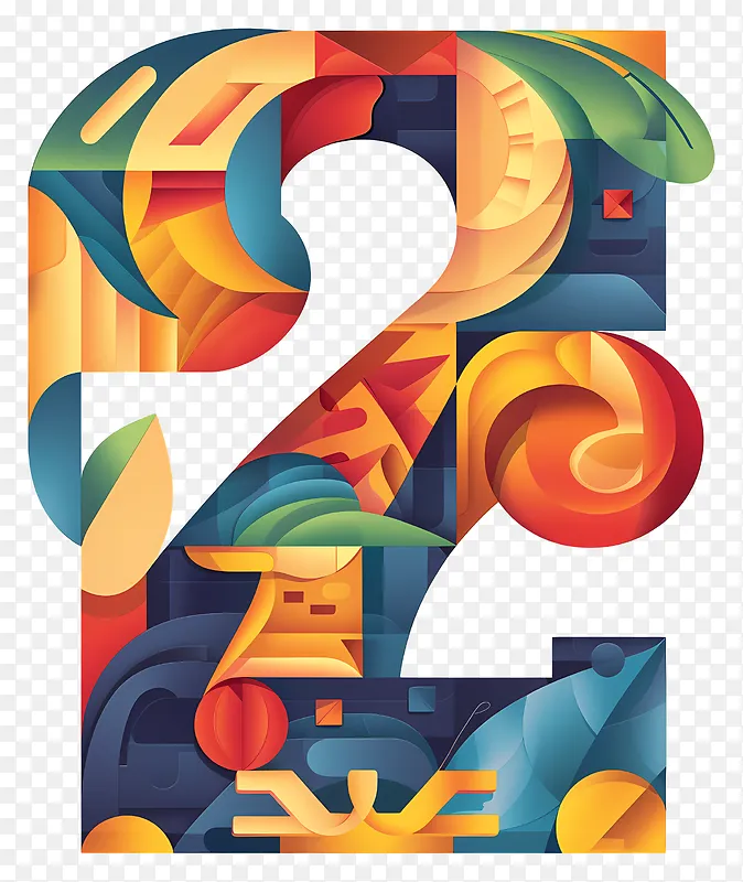 数字2抽象插画PNG图片素材下载_图片编号rzngegmxrq-免抠素材网